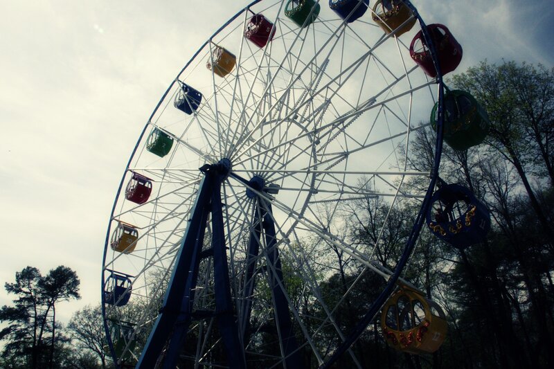 Ferris Wheel at Amusement Park — White