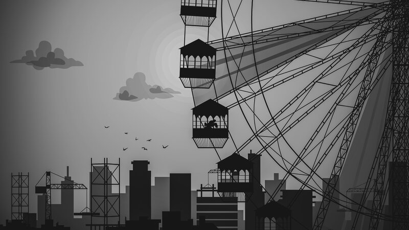 Ferris Wheel at Dusk — Black