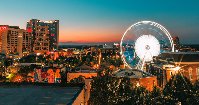 Ferris Wheel at Dusk — Blue, Dramatic, Sunset, Photograph