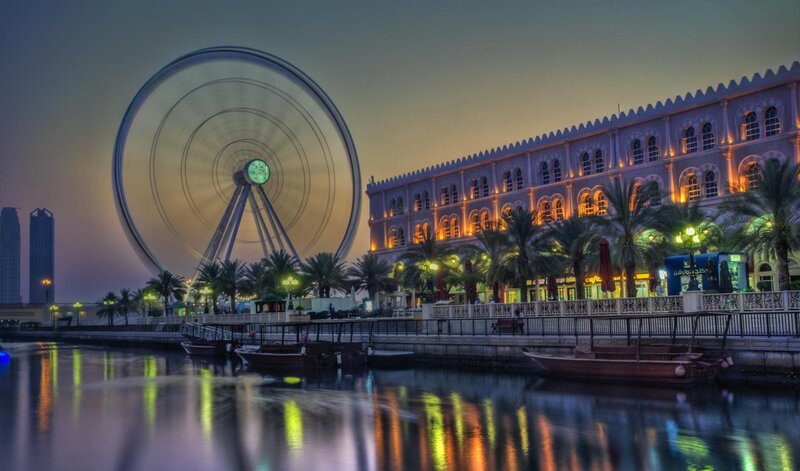 Ferris Wheel at Dusk — Blue, Serene