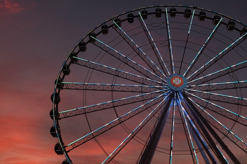 Ferris Wheel at Dusk — Purple, Dramatic, Sunset