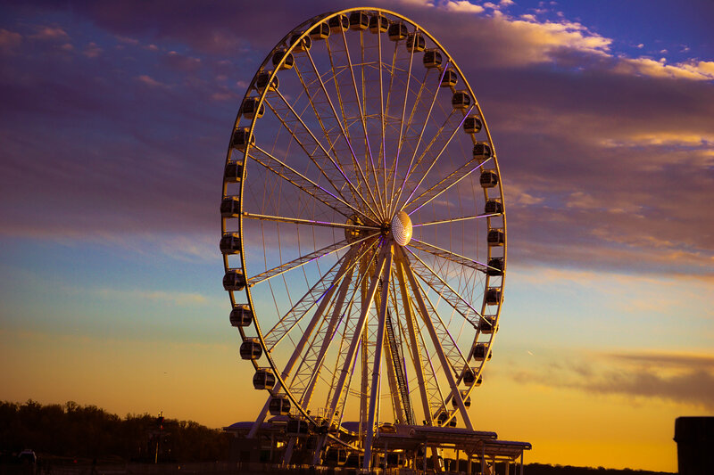 Ferris Wheel at Dusk — Purple, Dramatic