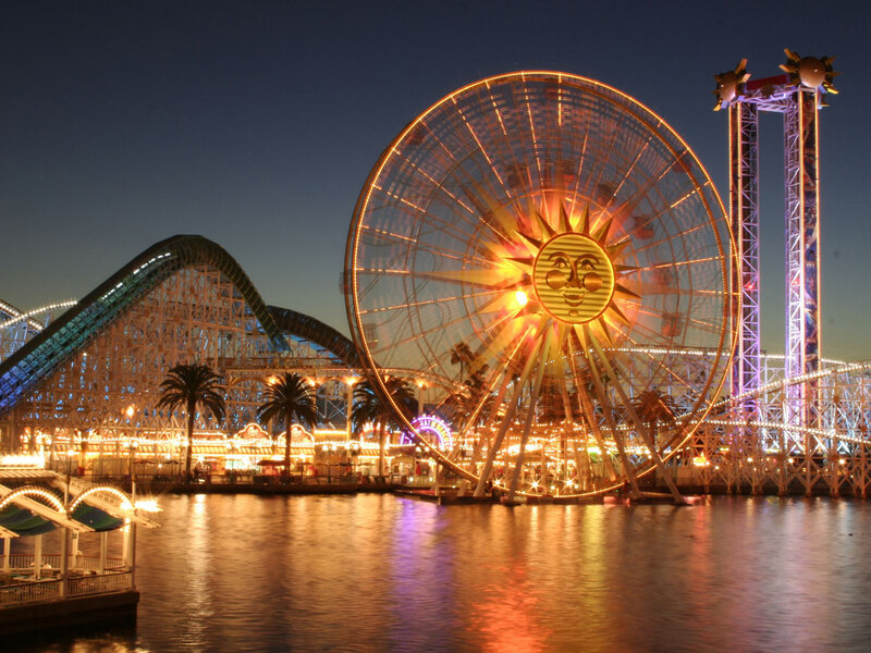 Ferris wheel at night amusement park