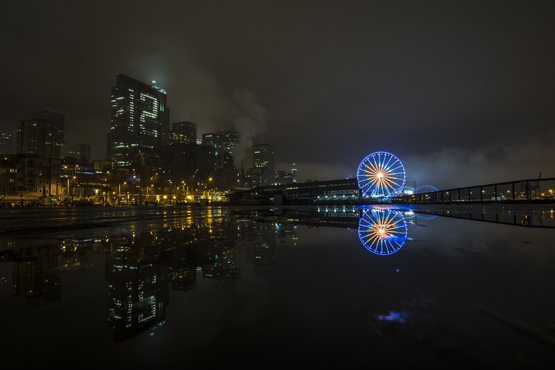 Ferris Wheel at Night — Blue, Dark