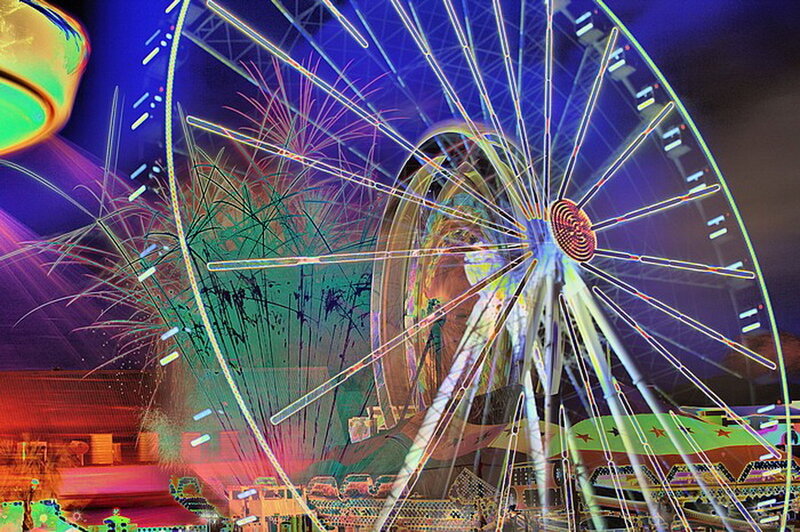 Ferris Wheel at Night — Blue, Festive