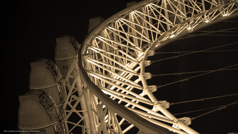 Ferris Wheel at Night — White, Dramatic