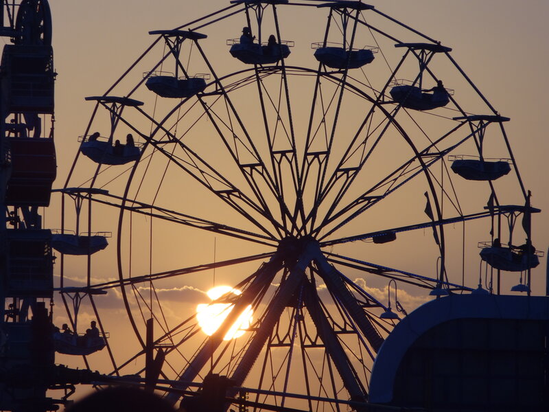 Ferris Wheel at Sunset — Orange, Dramatic