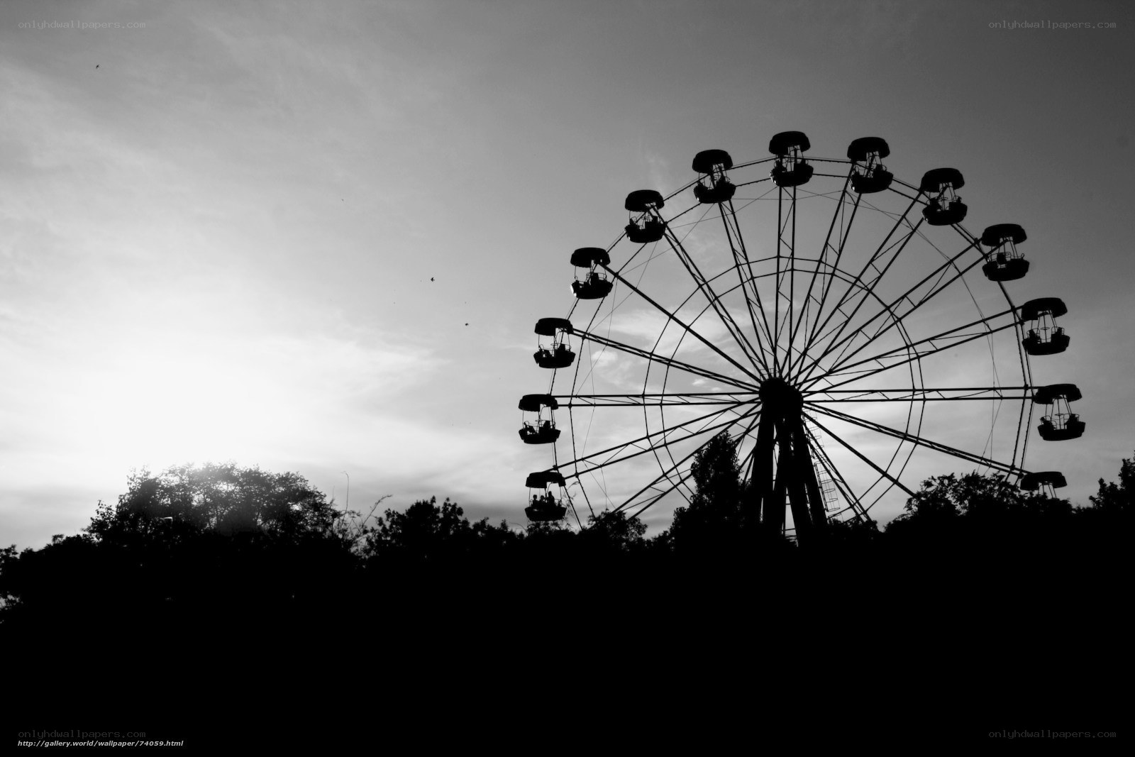 Ferris wheel silhouette at dusk