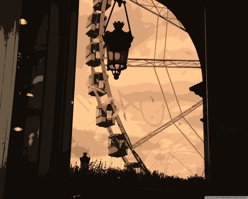 Ferris wheel through archway