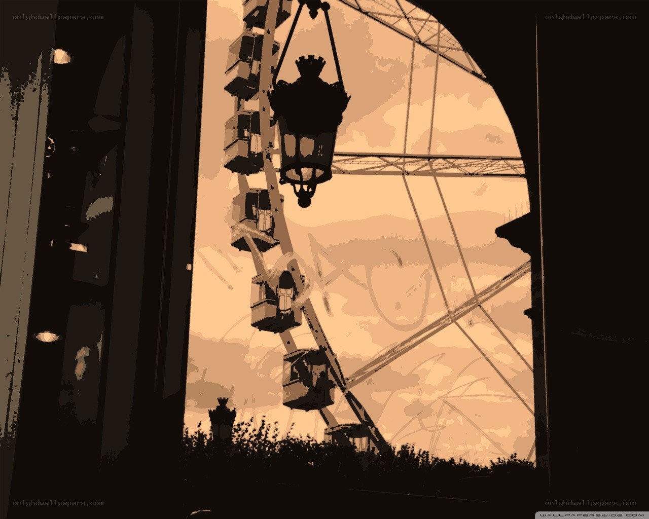 Ferris wheel through archway