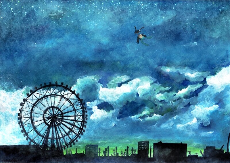 Ferris wheel under starry sky