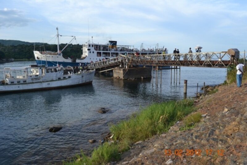 Ferry at a Dock — Blue