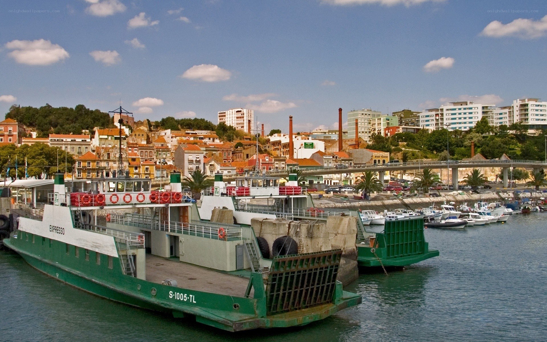 Ferry at coastal port