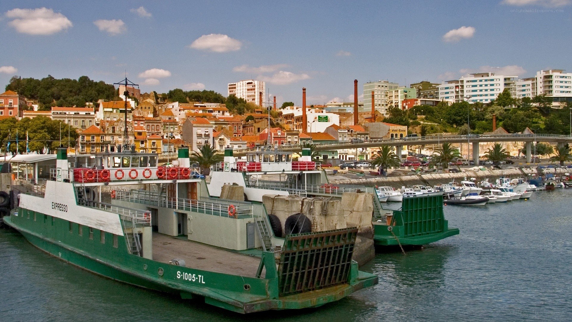 Ferry at coastal port