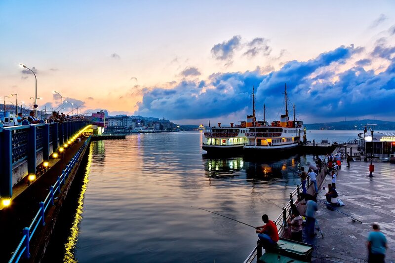 Ferry at dusk in Istanbul