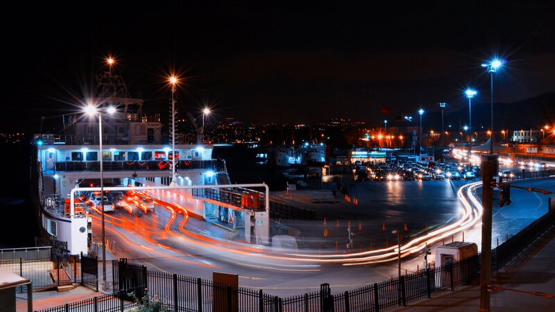 Ferry at Night Port