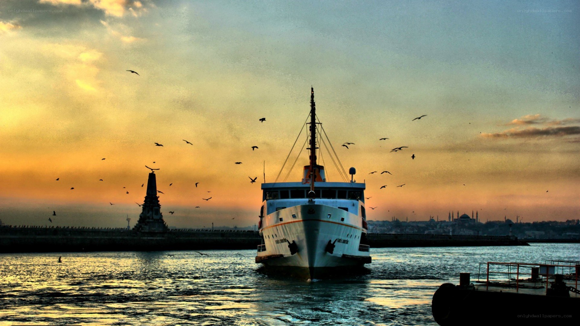 Ferry at sunset in Istanbul