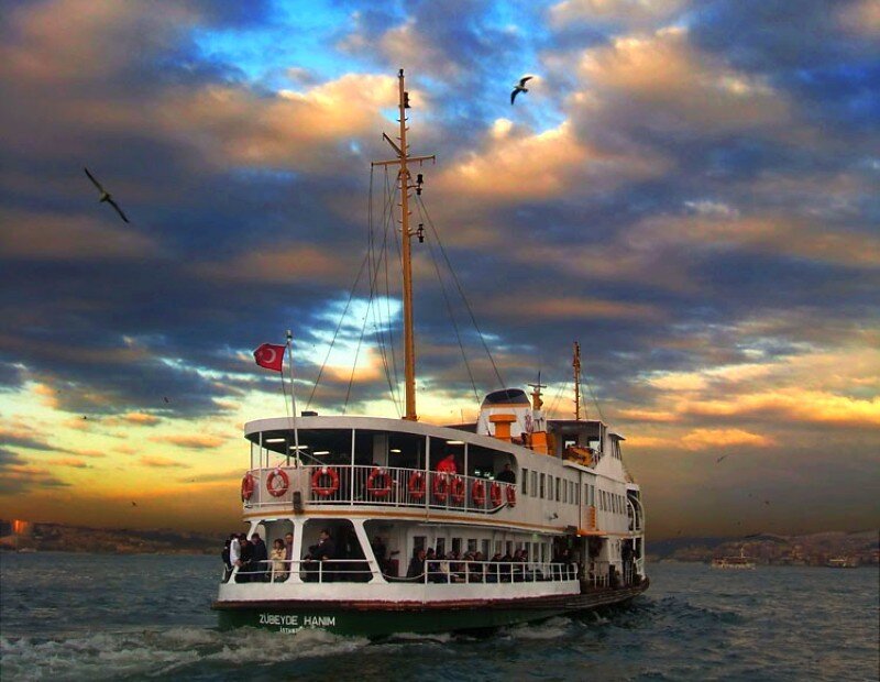 Ferry at sunset in Istanbul