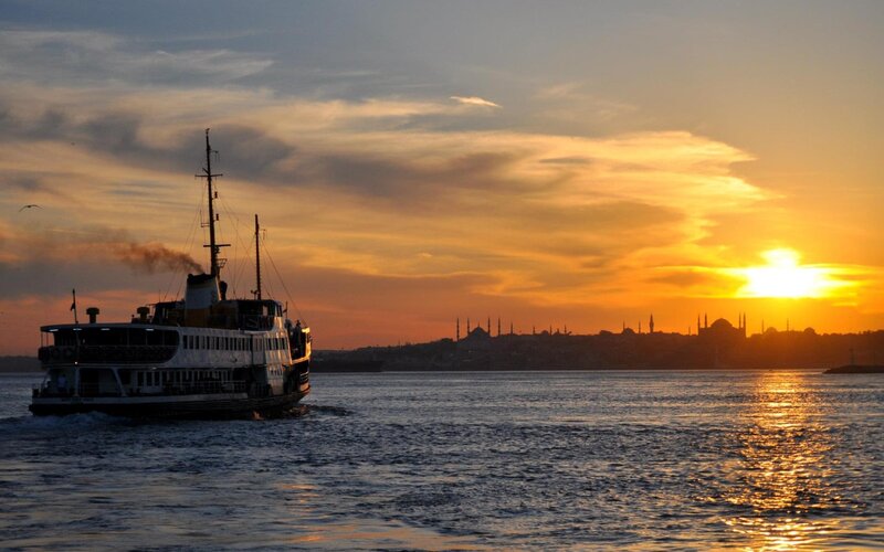 Ferry at sunset in Istanbul