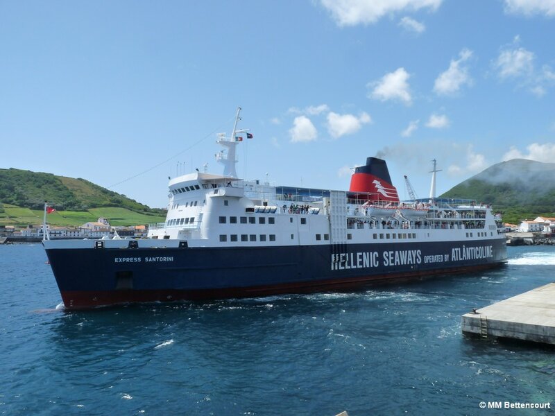 Ferry Boat in Harbor — Blue, Calm