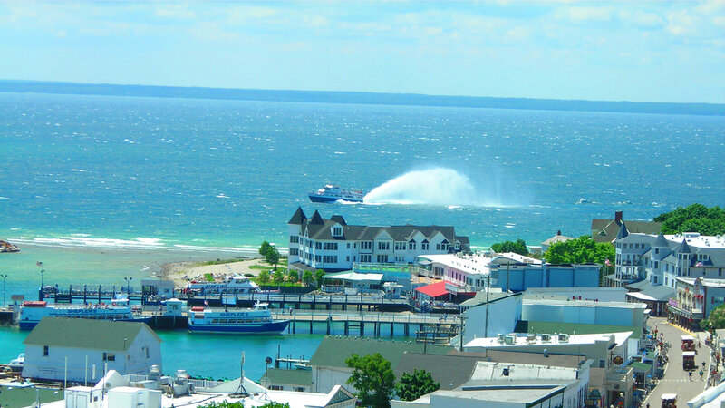Ferry Boat in Harbor — Blue, Serene