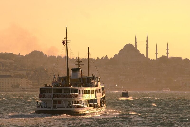 Ferry boat in Istanbul at sunset