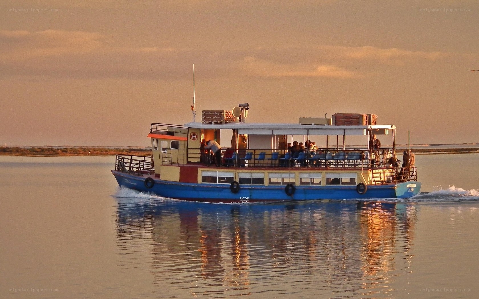 Ferry boat on calm water