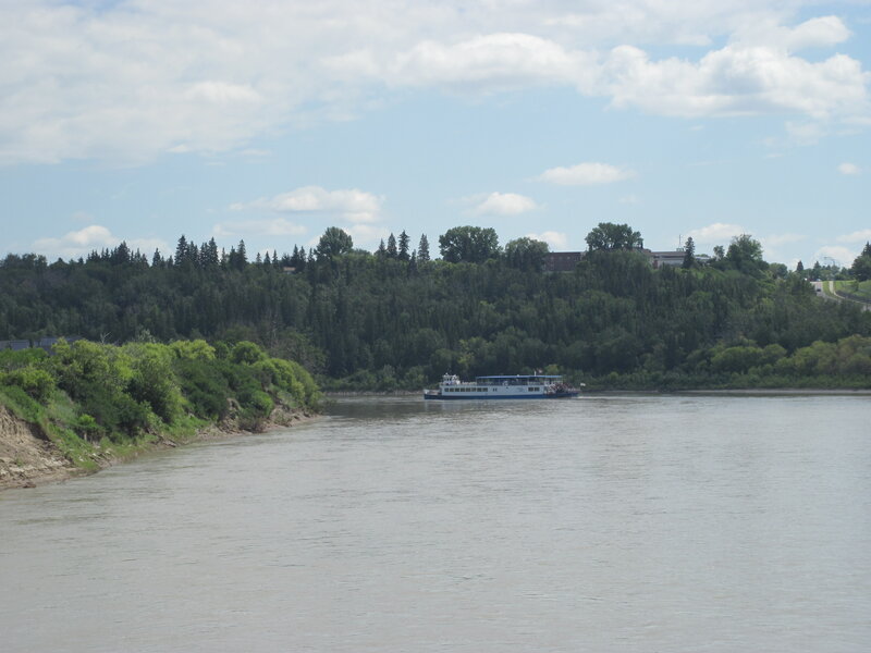 Ferry Boat on River — Blue, Calm