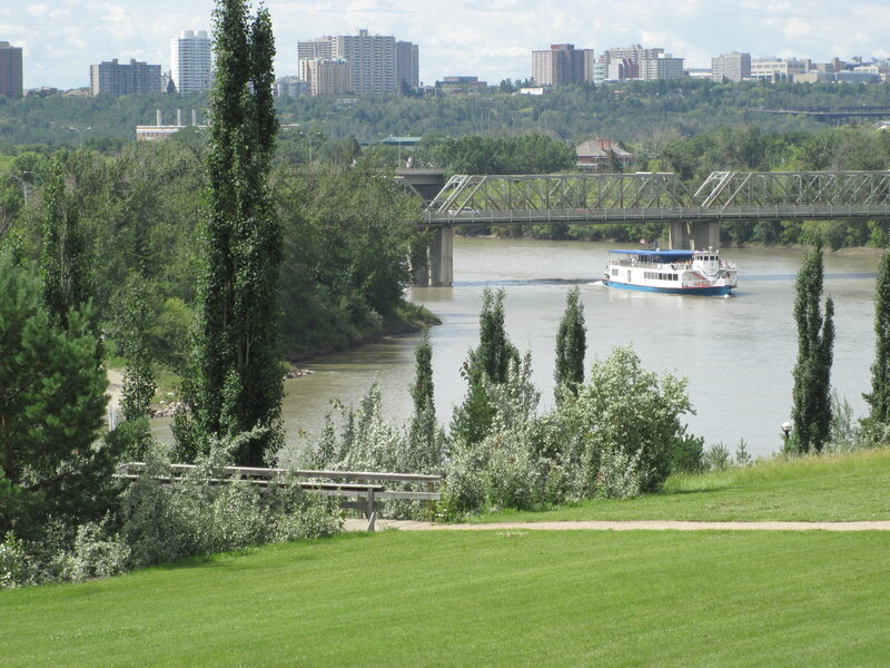 Ferry Boat on River — Green