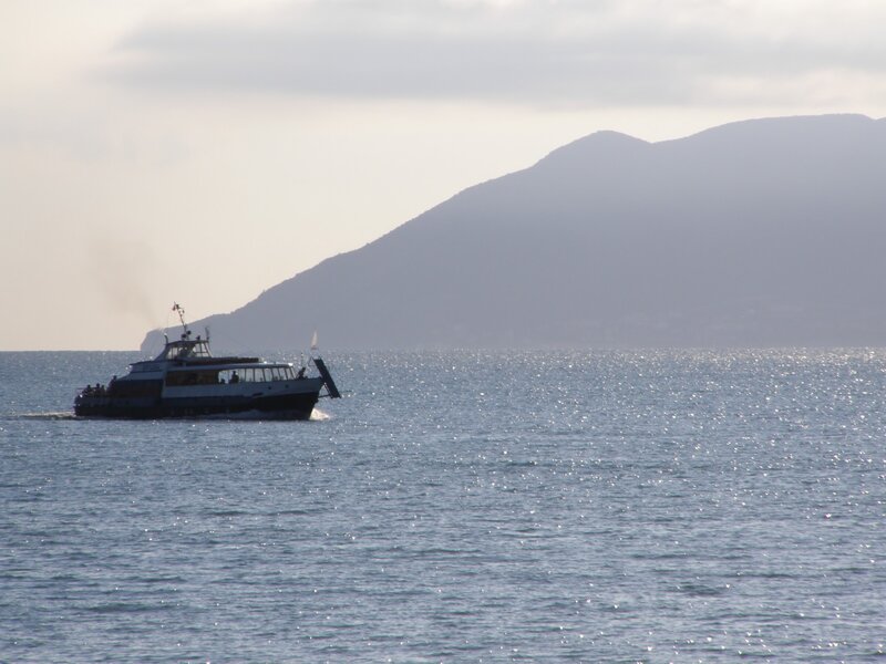 Ferry Boat on Sea — Blue, Calm