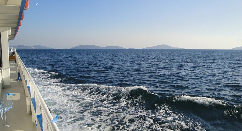 Ferry Boat on Sea — Blue, Serene, Afternoon