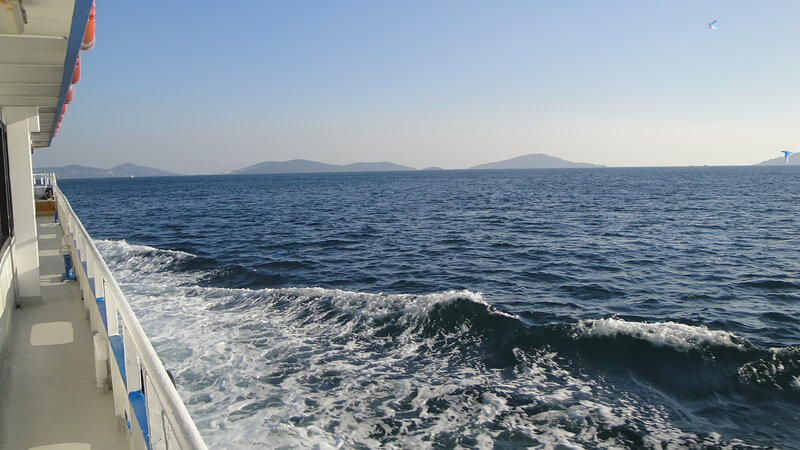 Ferry Boat on Sea — Blue, Serene