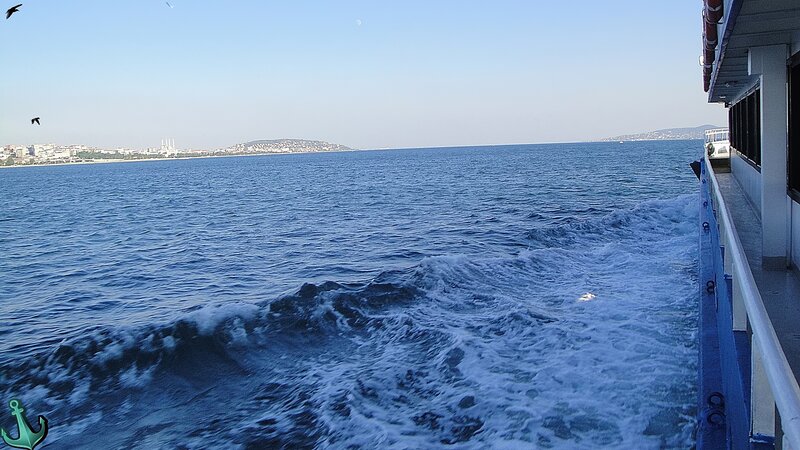 Ferry Boat on Sea — Blue
