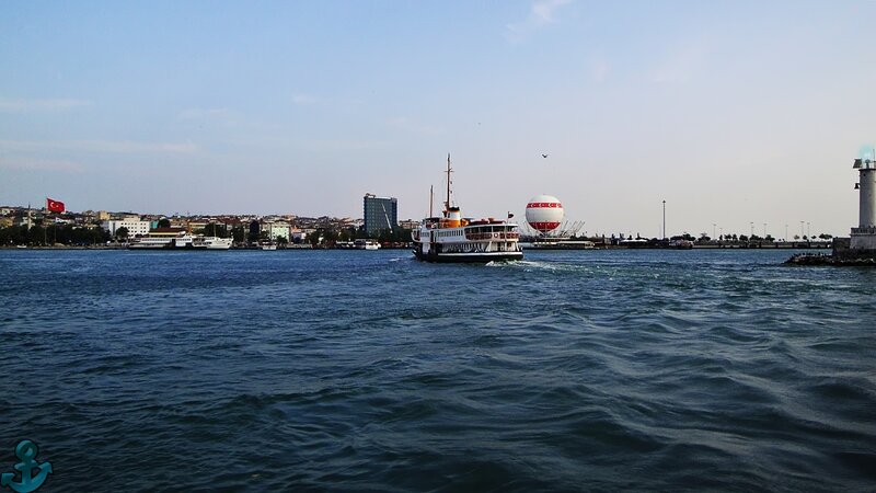 Ferry Boat on Water — Blue, Calm