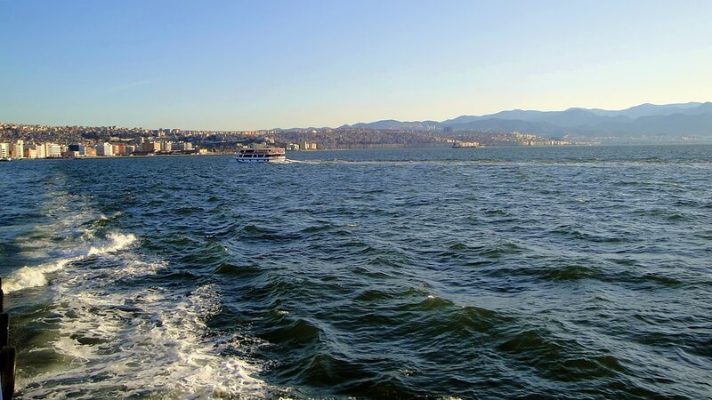 Ferry Boat on Water — Blue, Serene