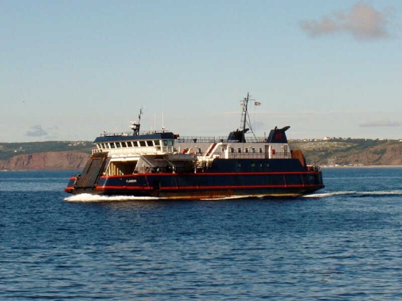 Ferry Boat on Water — Blue