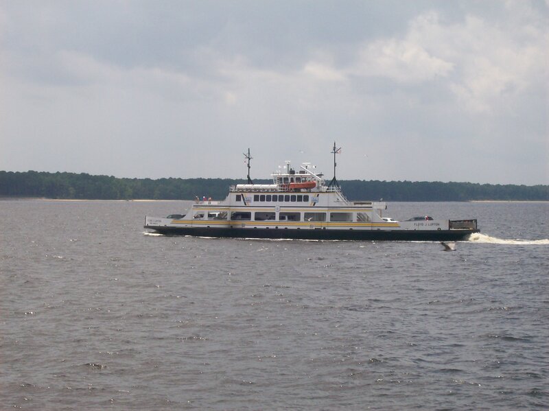 Ferry Boat on Water — Gray