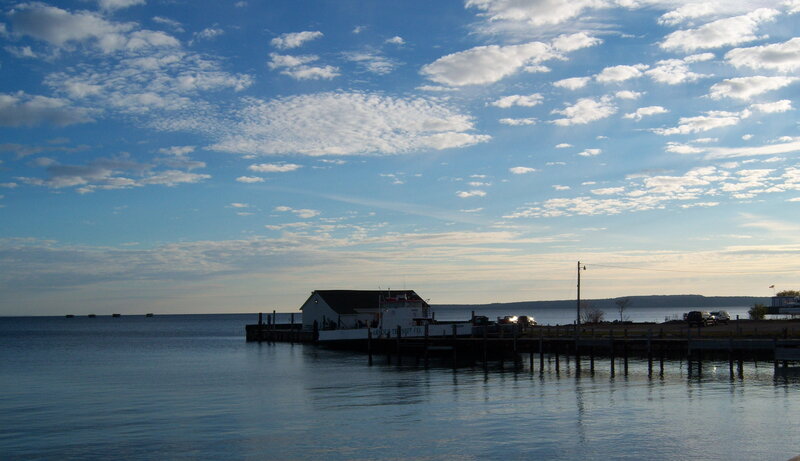 Ferry dock at a lakeside town