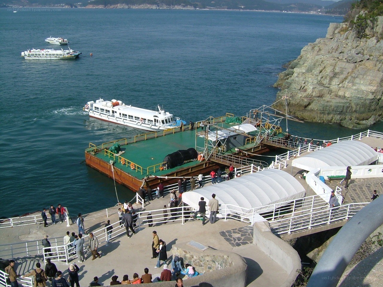 Ferry dock at coastal port
