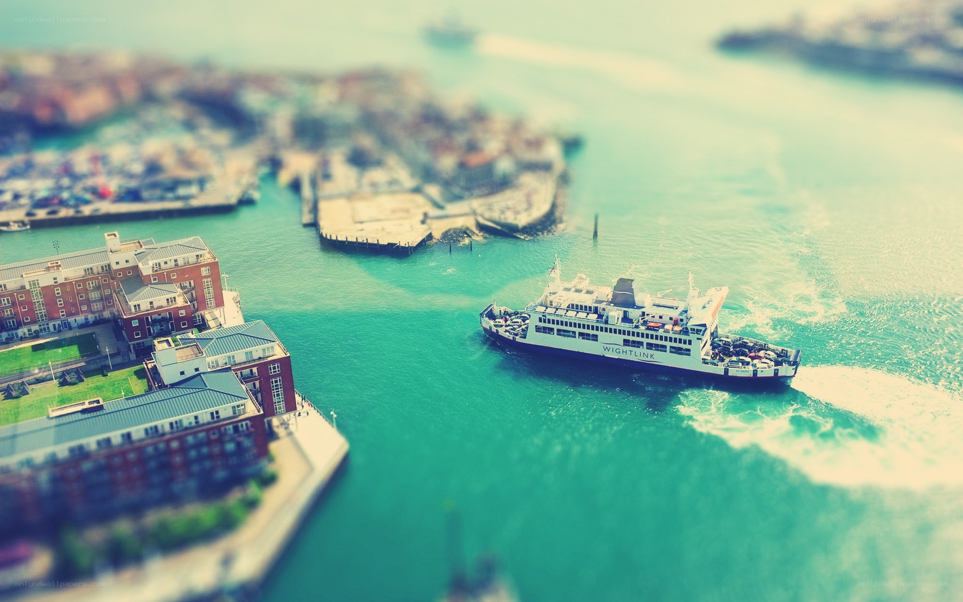 Ferry in a coastal town