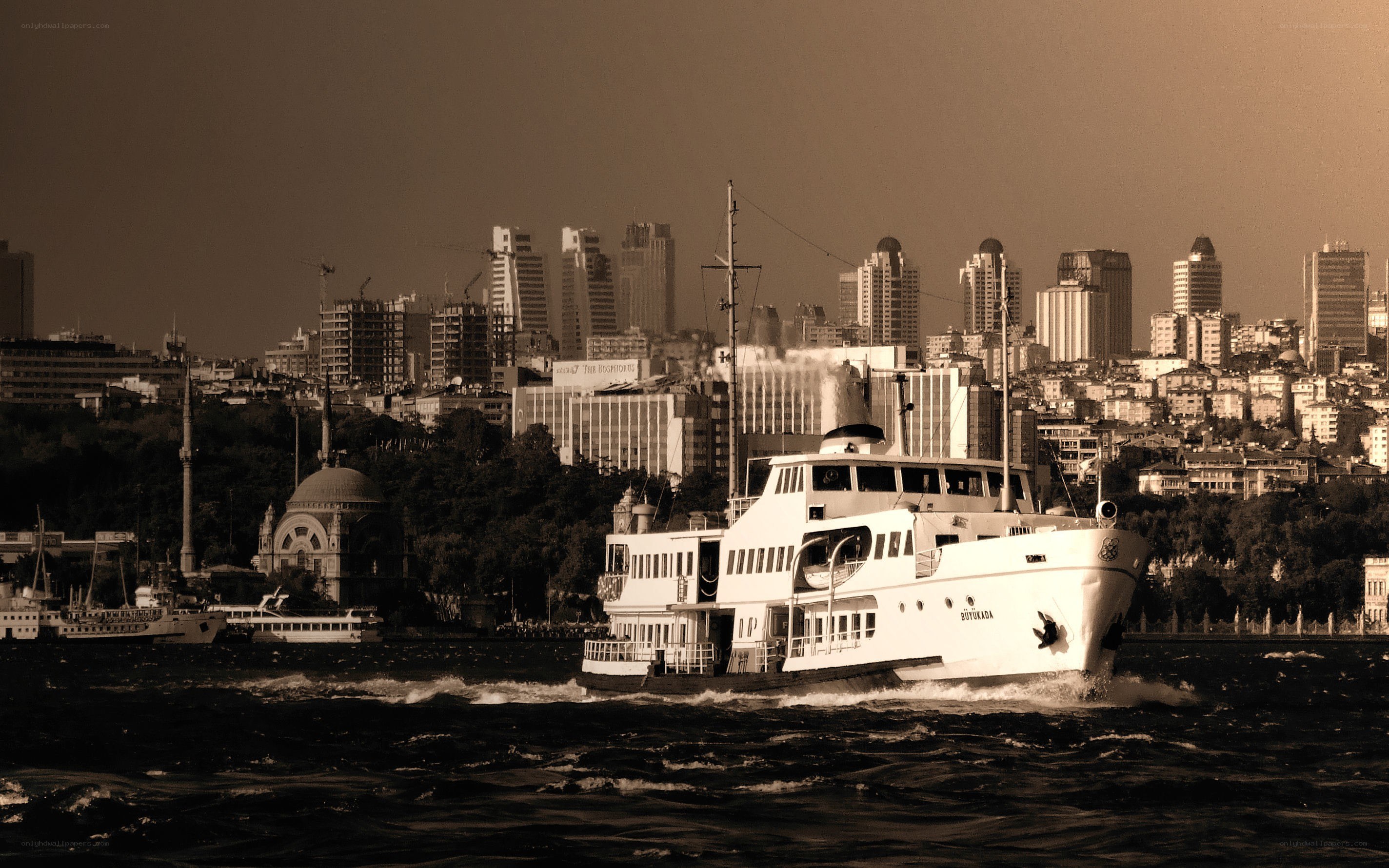Ferry in Istanbul cityscape