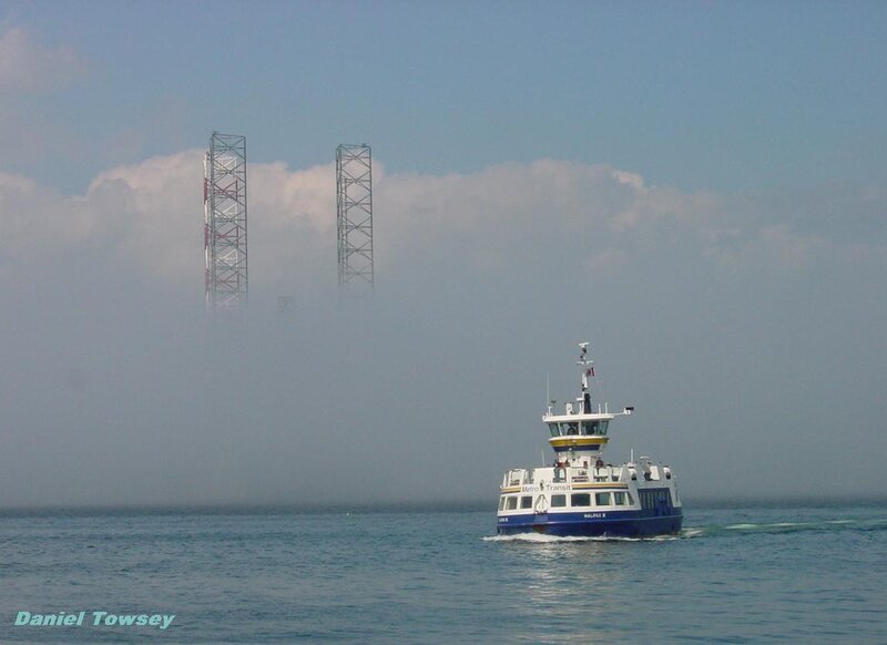 Ferry on a foggy day