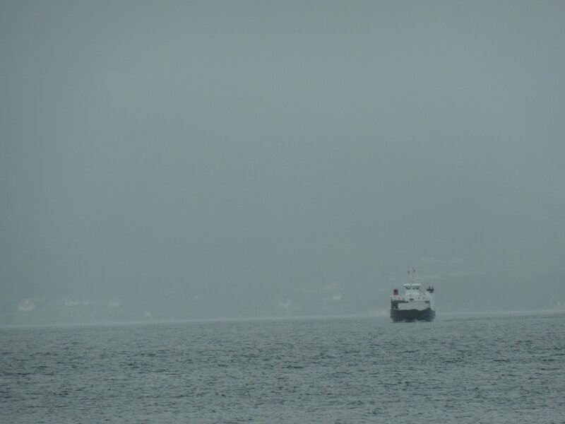Ferry on Foggy Water