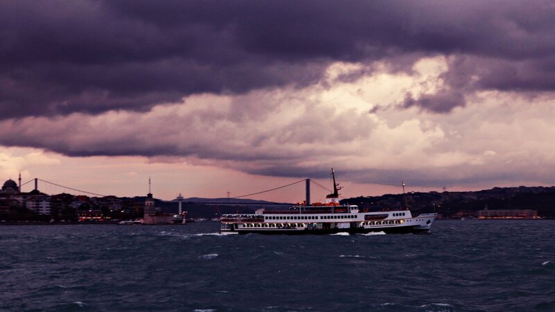 Ferry on the Bosphorus at dusk