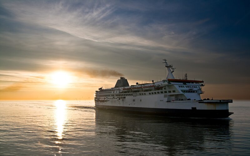 Ferry Ship at Sea — Blue