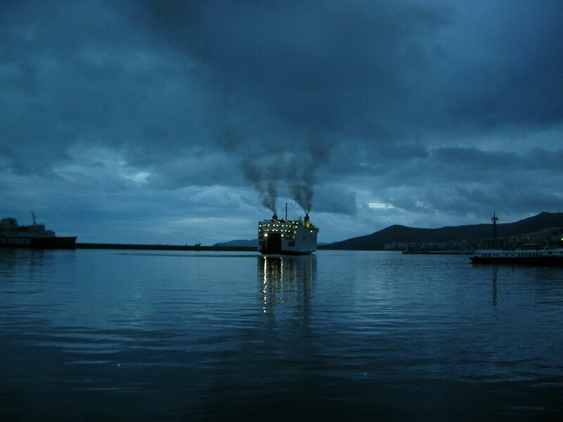 Ferry Ship in Harbor