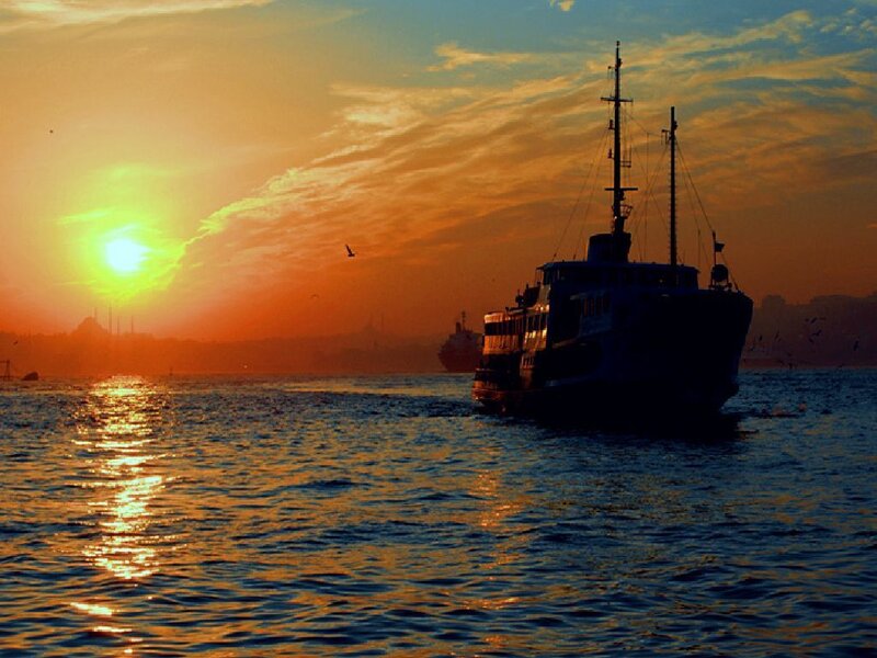 Ferry Silhouette at Sunset