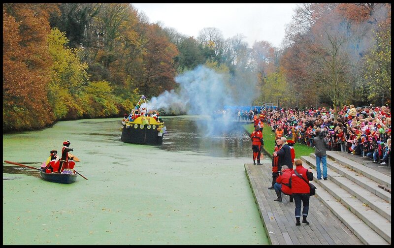 Festival boat parade on a canal