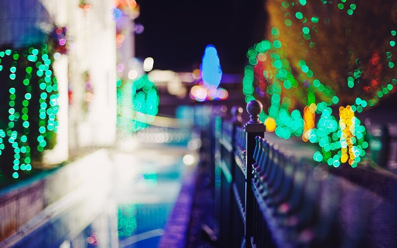 Festival Lights at Night — Green