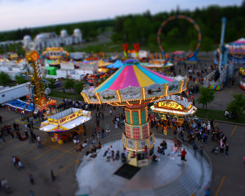 Festival midway with rides